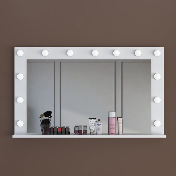 Hanah Home EF110 - 5167 Mesa de maquillaje blanca con 13 focos